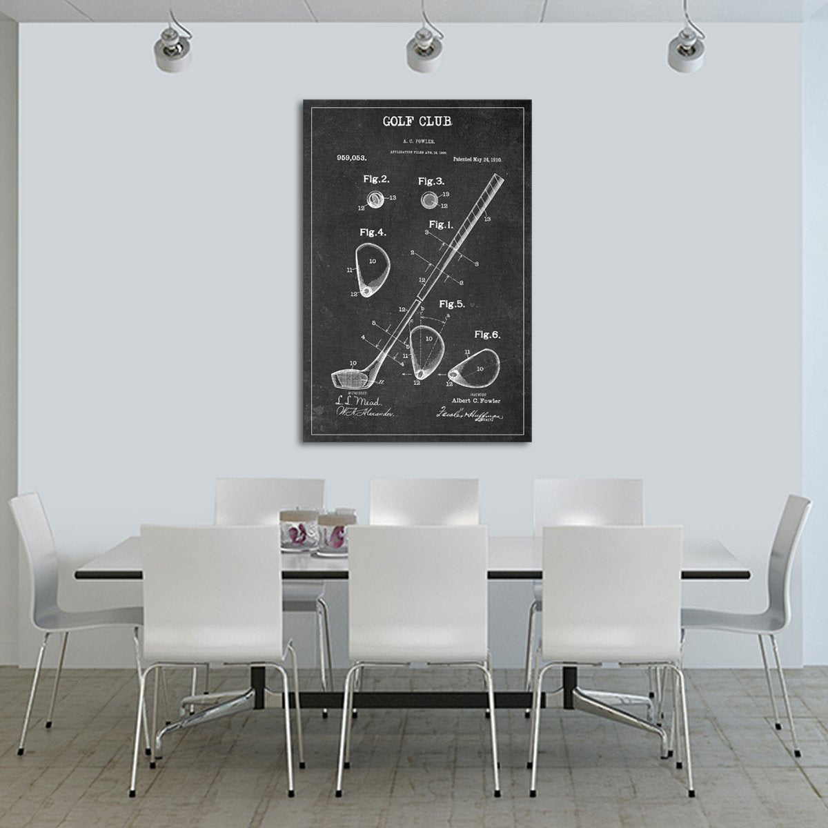 Golf Club Patent BW Canvas Wall Art