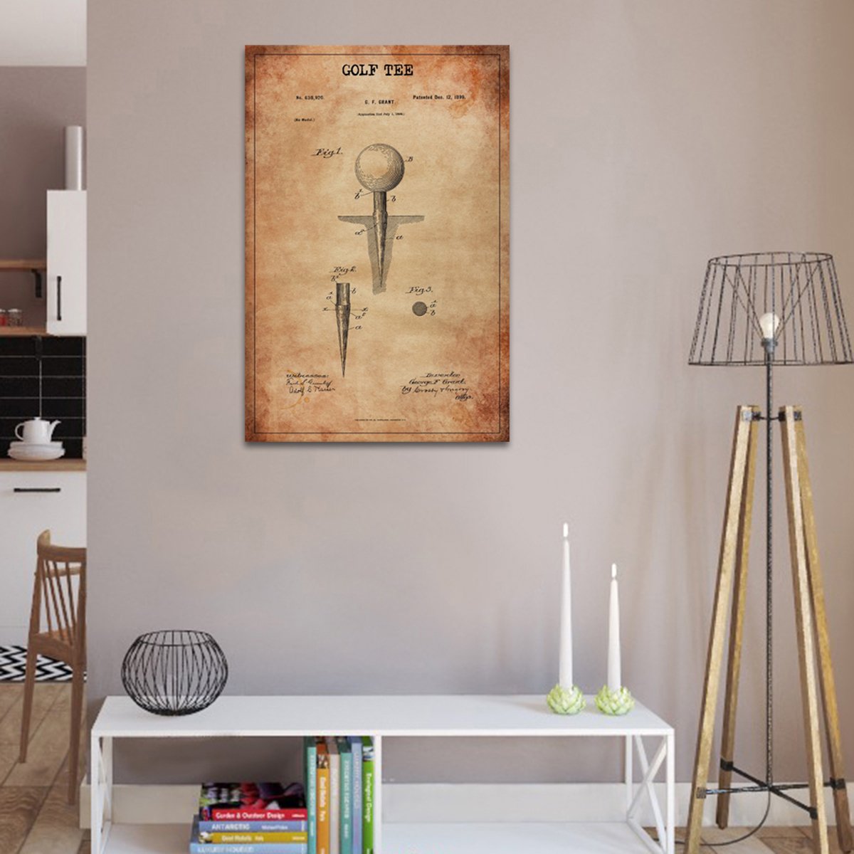 Golf Tee Patent Canvas Wall Art
