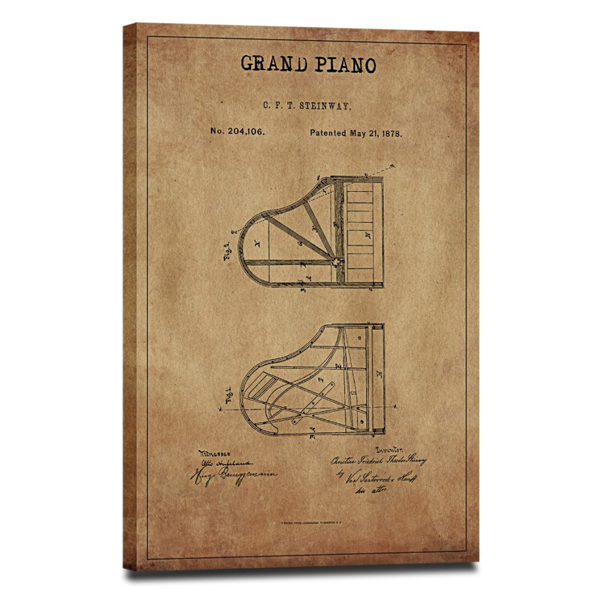 Grand Piano Patent Canvas Wall Art