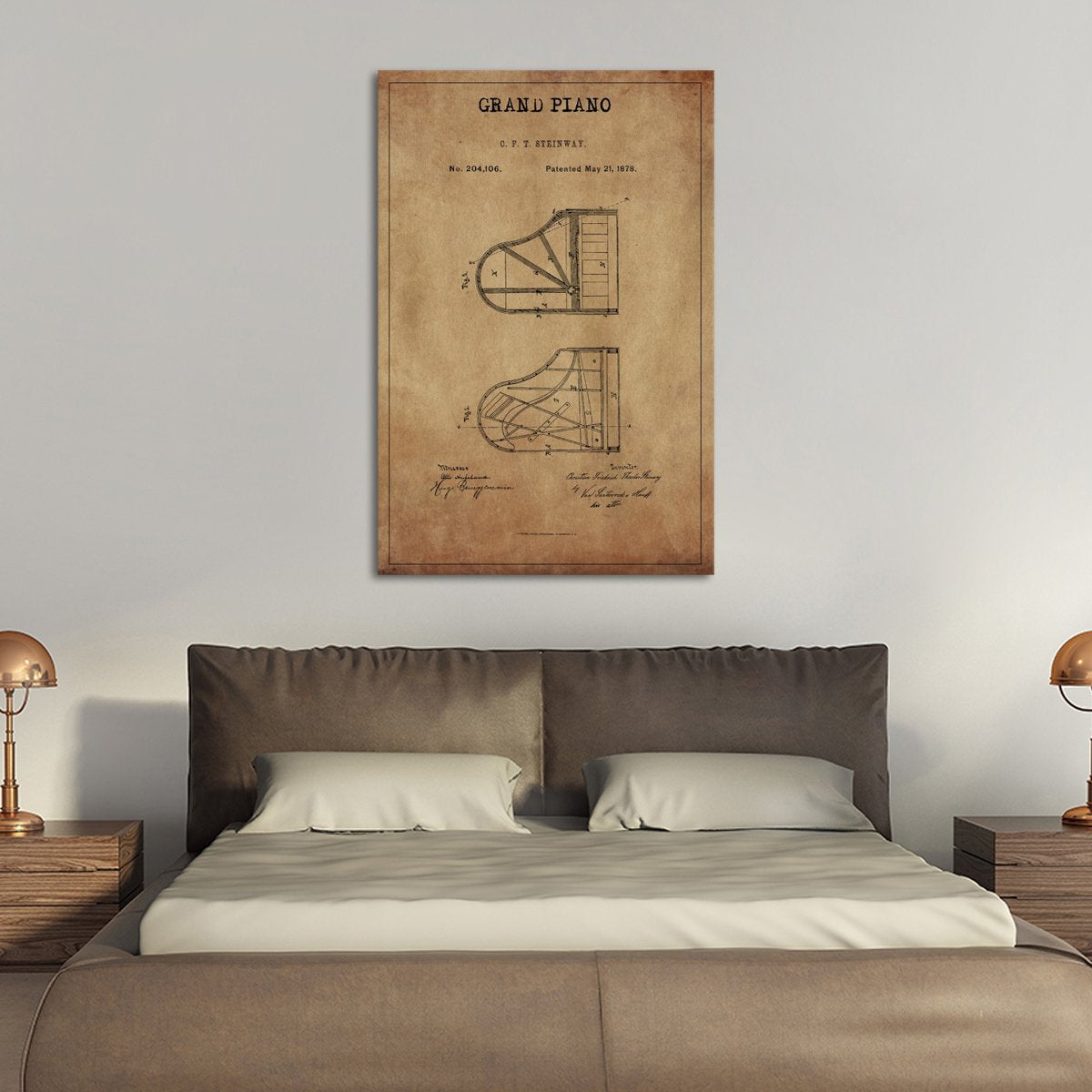 Grand Piano Patent Canvas Wall Art