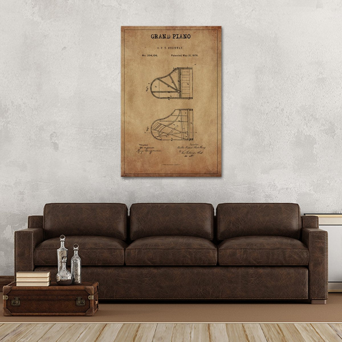 Grand Piano Patent Canvas Wall Art