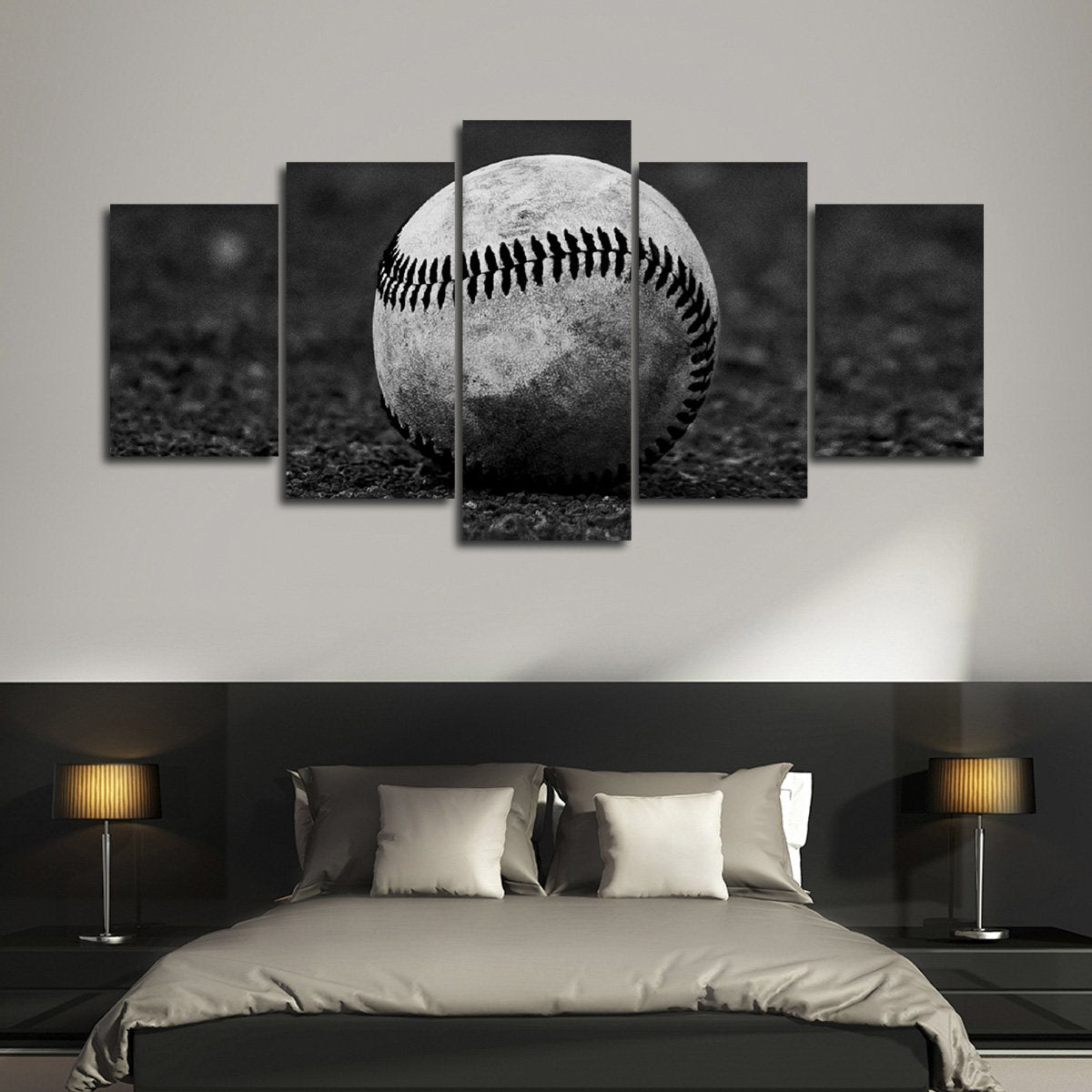 Grayscale Baseball Multi Panel Canvas Wall Art