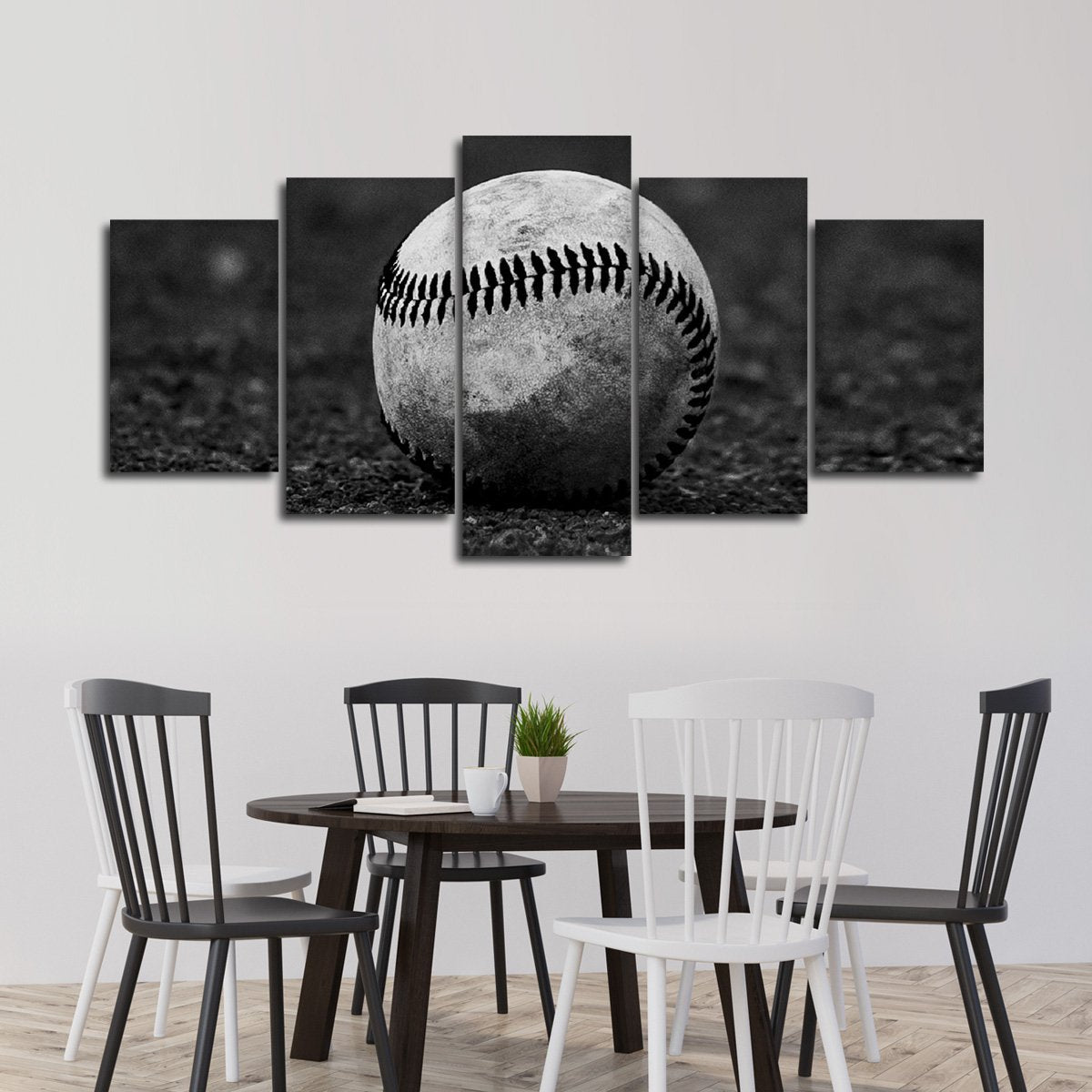Grayscale Baseball Multi Panel Canvas Wall Art