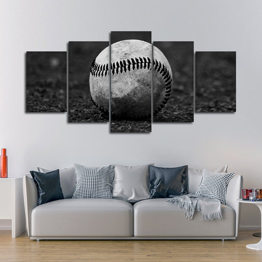 Grayscale Baseball Multi Panel Canvas Wall Art