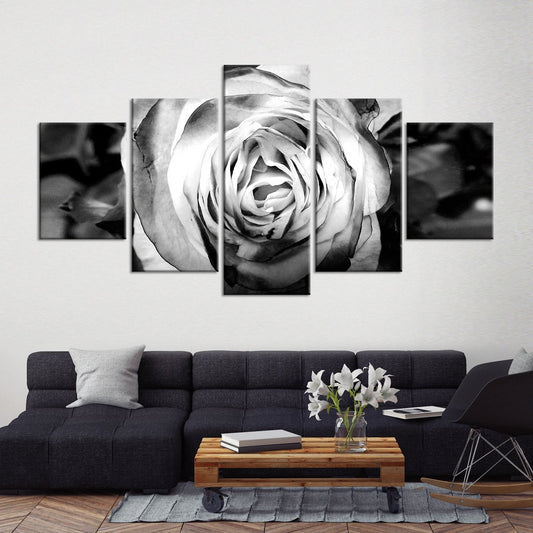 Grayscale Rose Multi Panel Canvas Wall Art