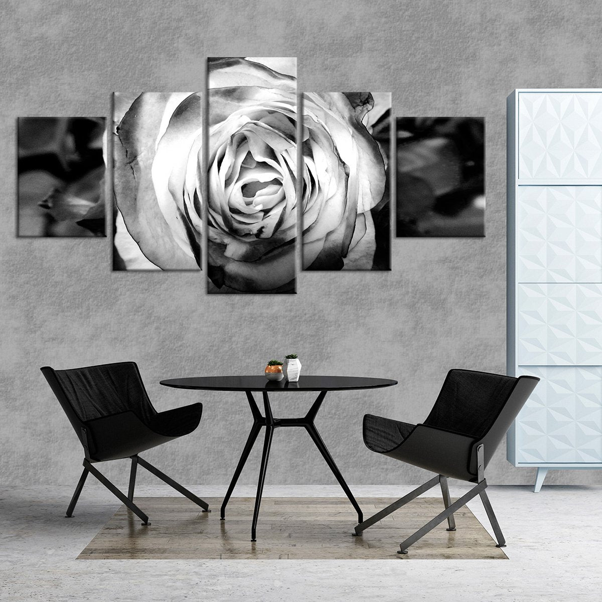 Grayscale Rose Multi Panel Canvas Wall Art