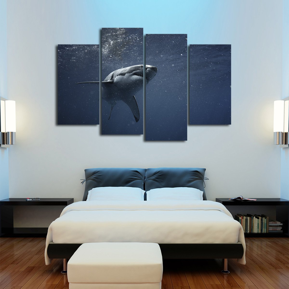 Great White Shark Multi Panel Canvas Wall Art
