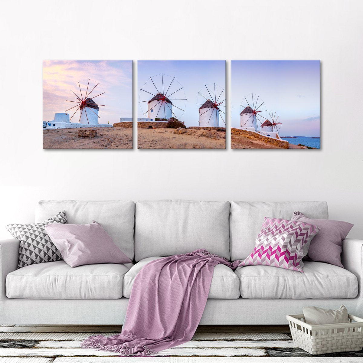 Greek Windmills Multi Panel Canvas Wall Art