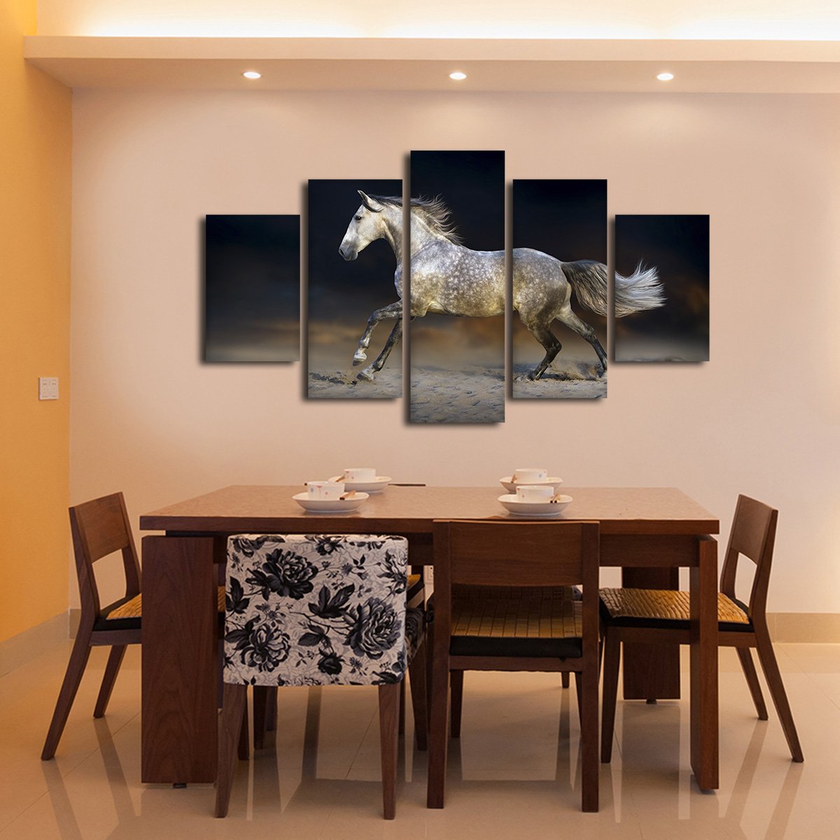 Gray Stallion Multi Panel Canvas Wall Art
