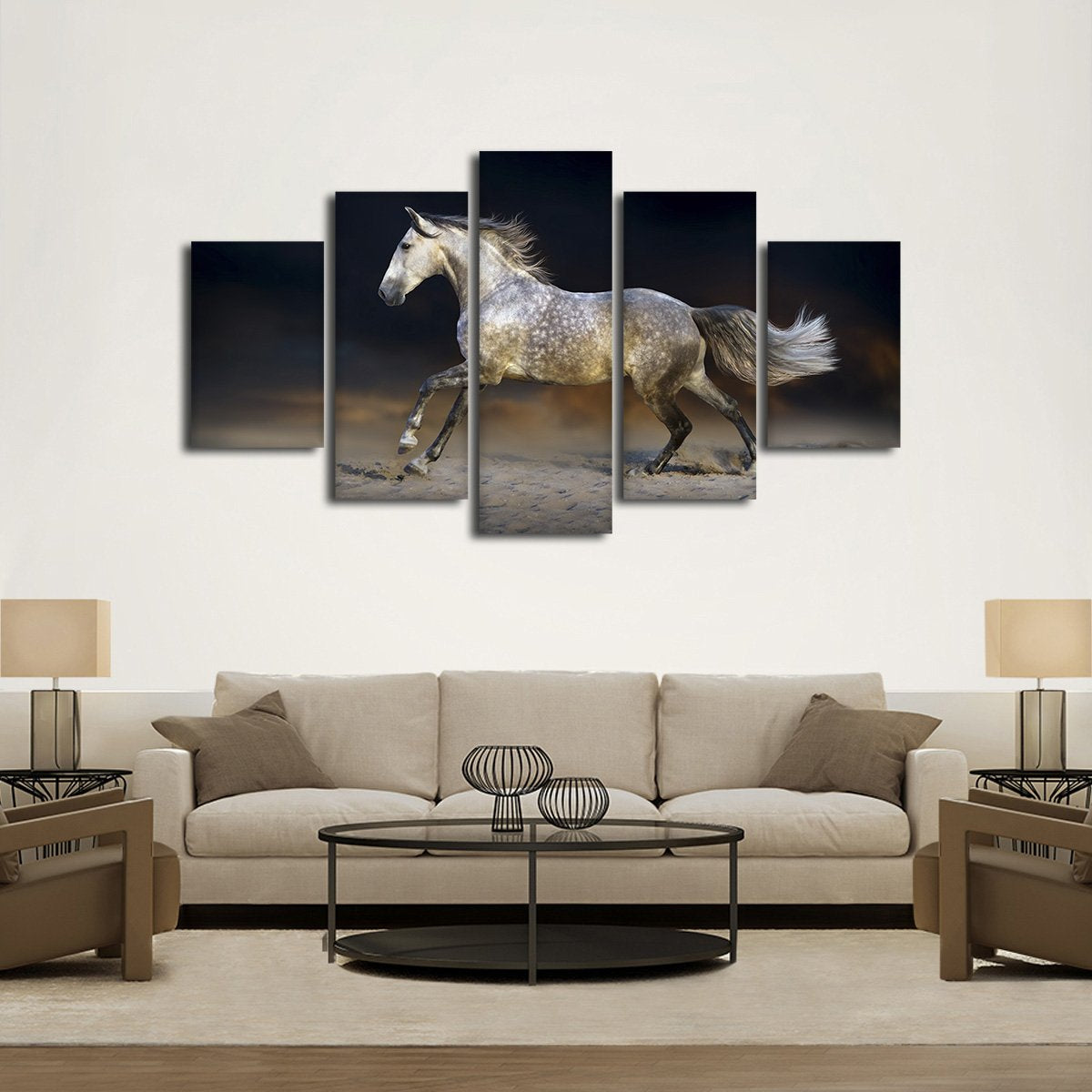 Gray Stallion Multi Panel Canvas Wall Art