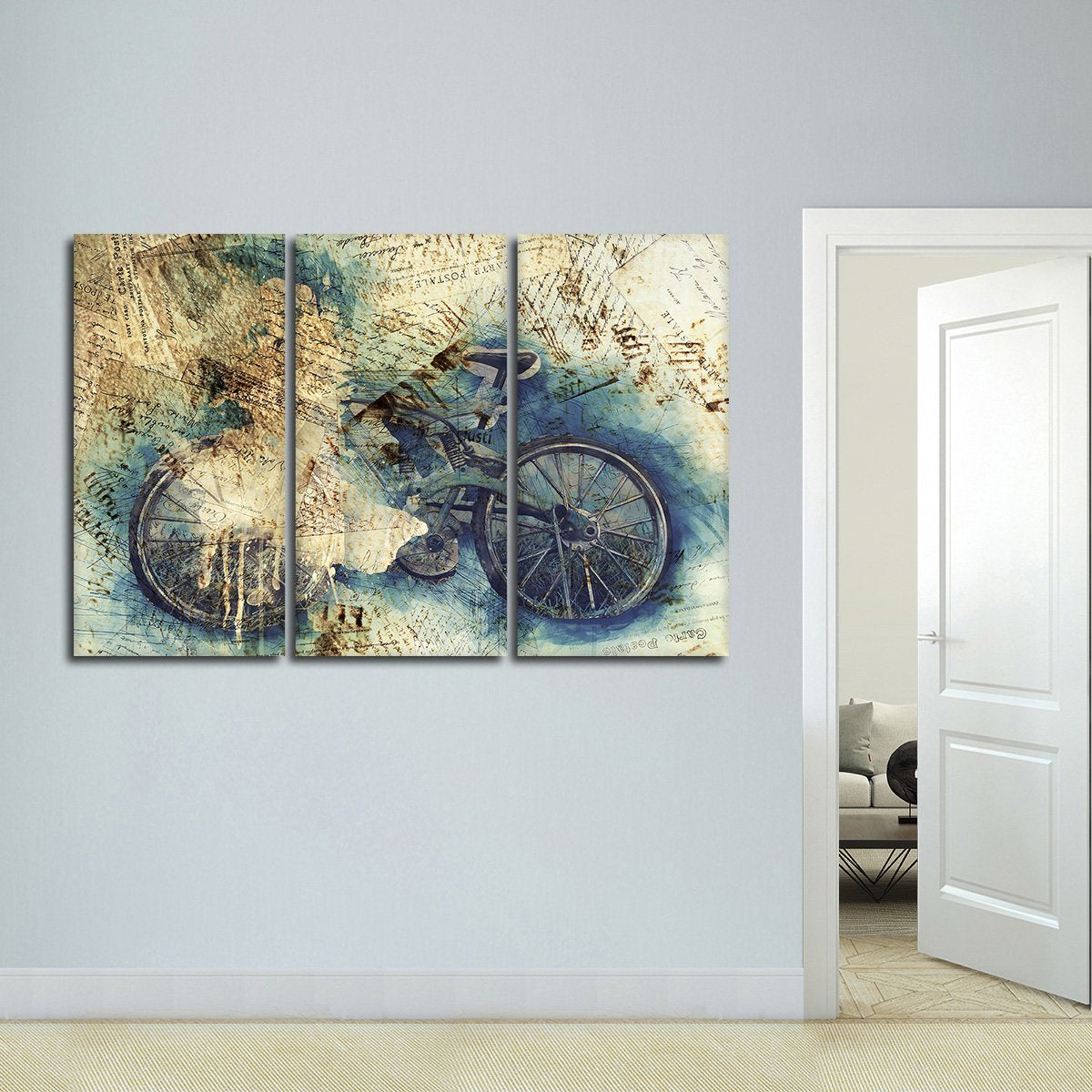 Grunge Bike Multi Panel Canvas Wall Art