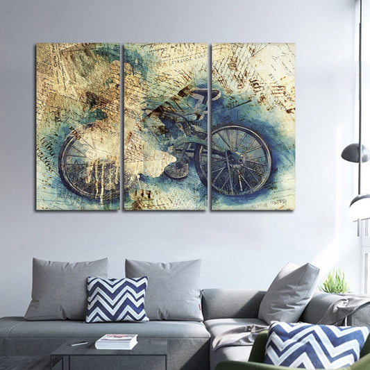 Grunge Bike Multi Panel Canvas Wall Art