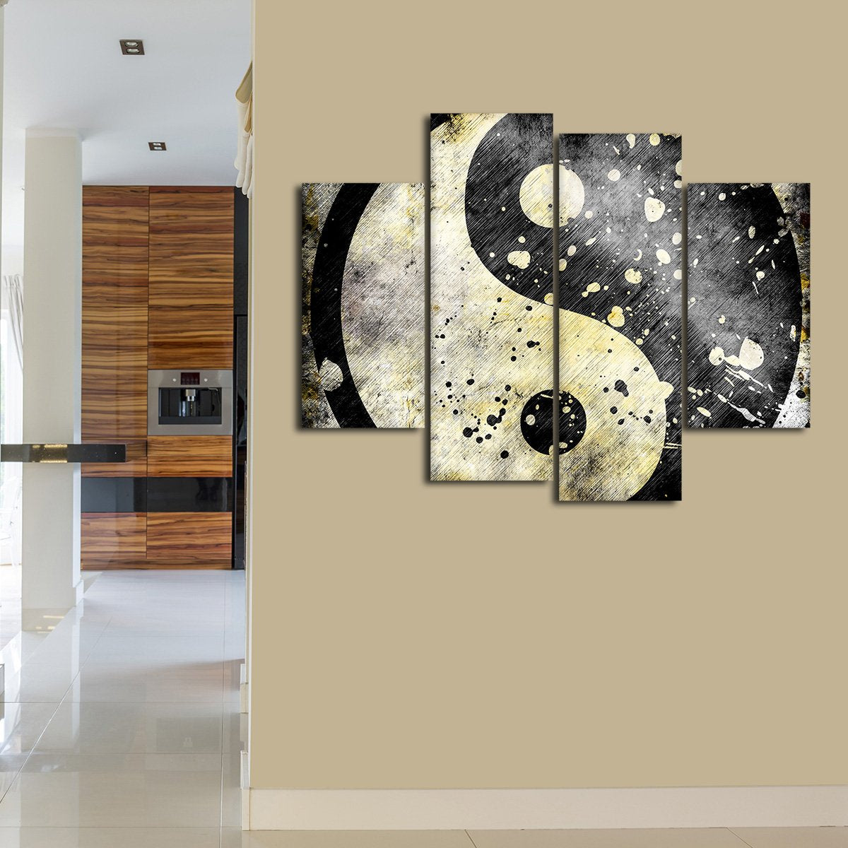 Grunge Yin Yang Multi Panel Canvas Wall Art