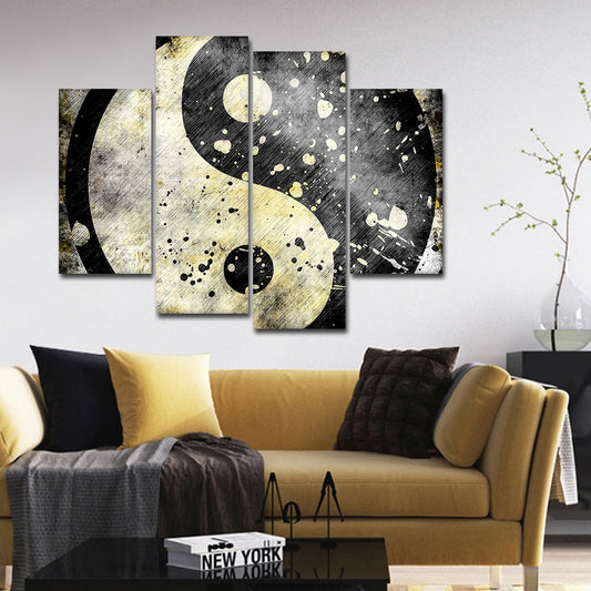 Grunge Yin Yang Multi Panel Canvas Wall Art