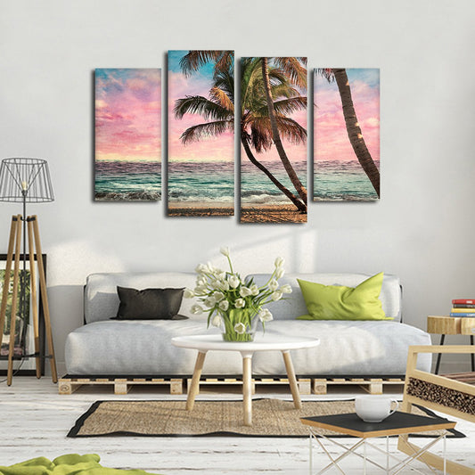 Grunge Tropical Sunset Multi Panel Canvas Wall Art