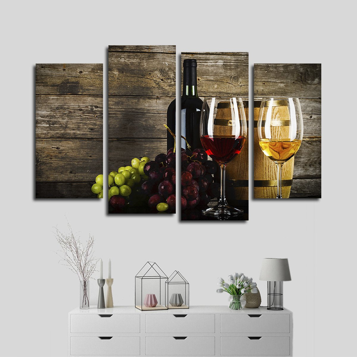 Grunge Wine Multi Panel Canvas Wall Art