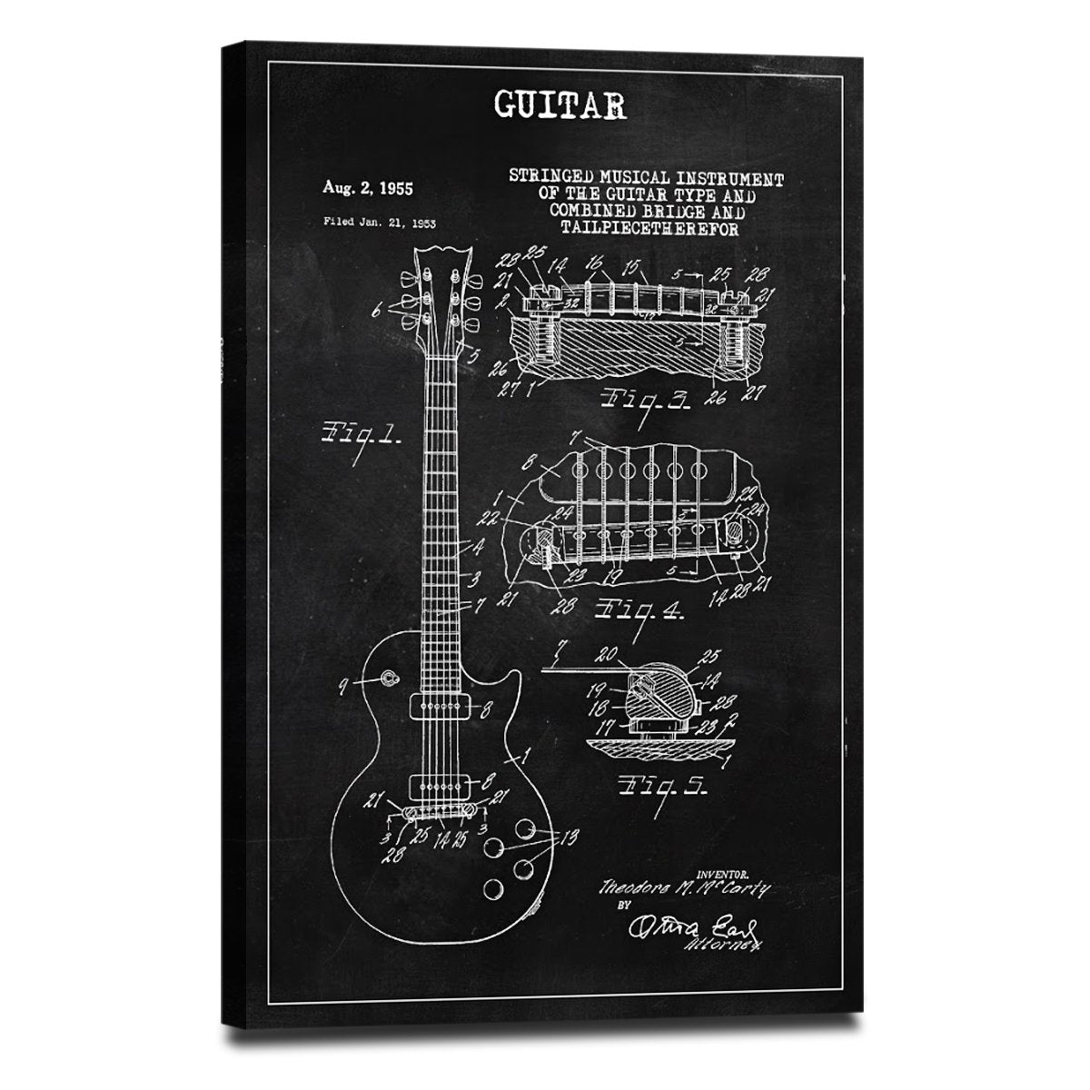 Guitar Patent BW Canvas Wall Art