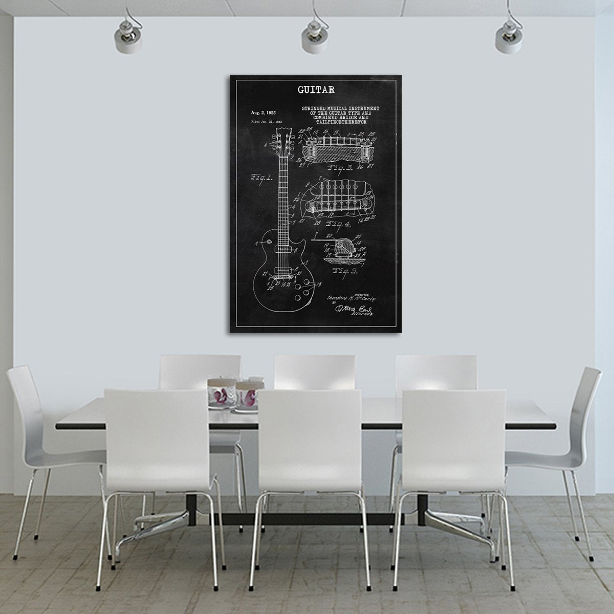 Guitar Patent BW Canvas Wall Art
