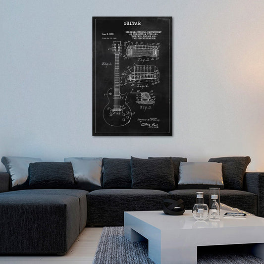 Guitar Patent BW Canvas Wall Art