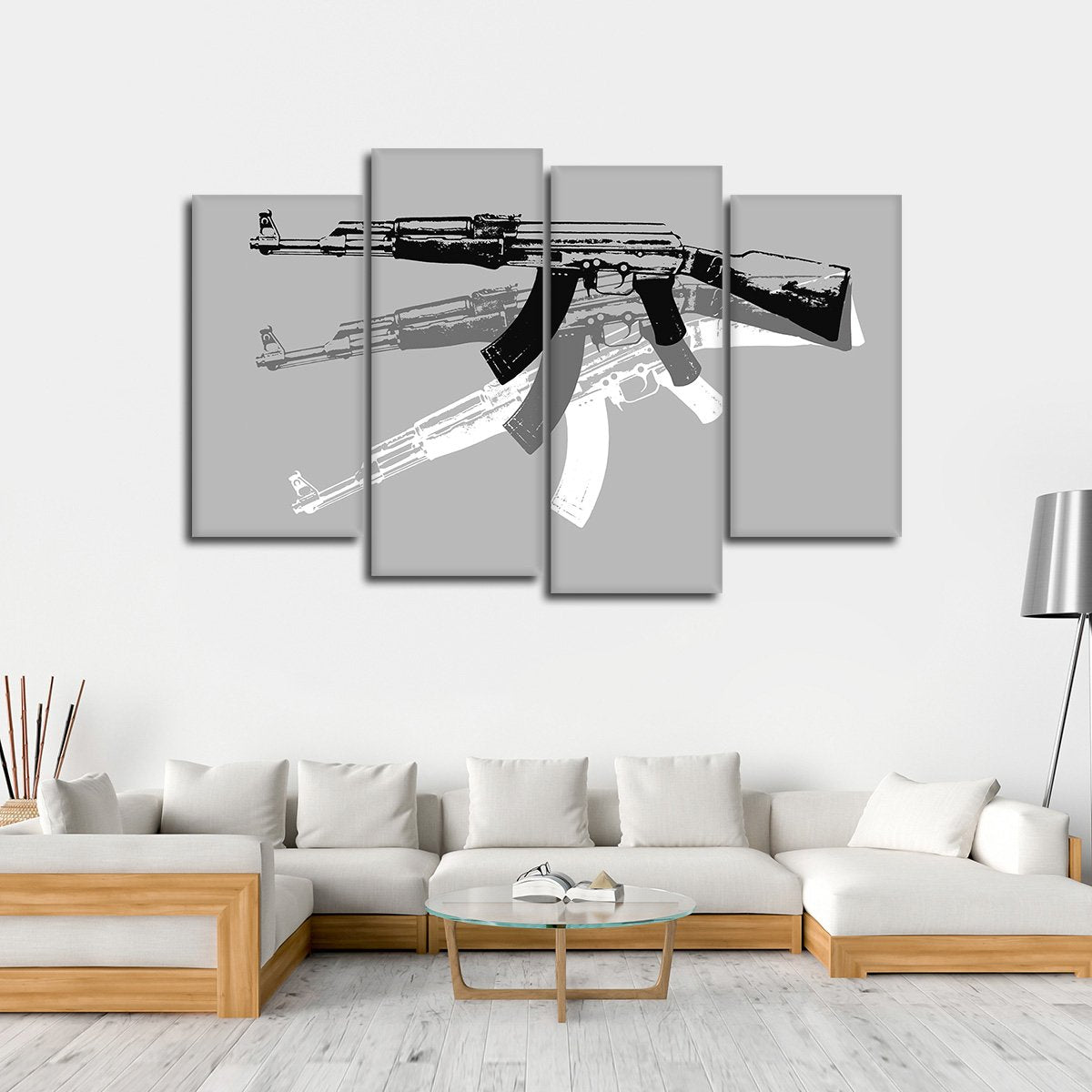 Gun Pop Art BW Multi Panel Canvas Wall Art