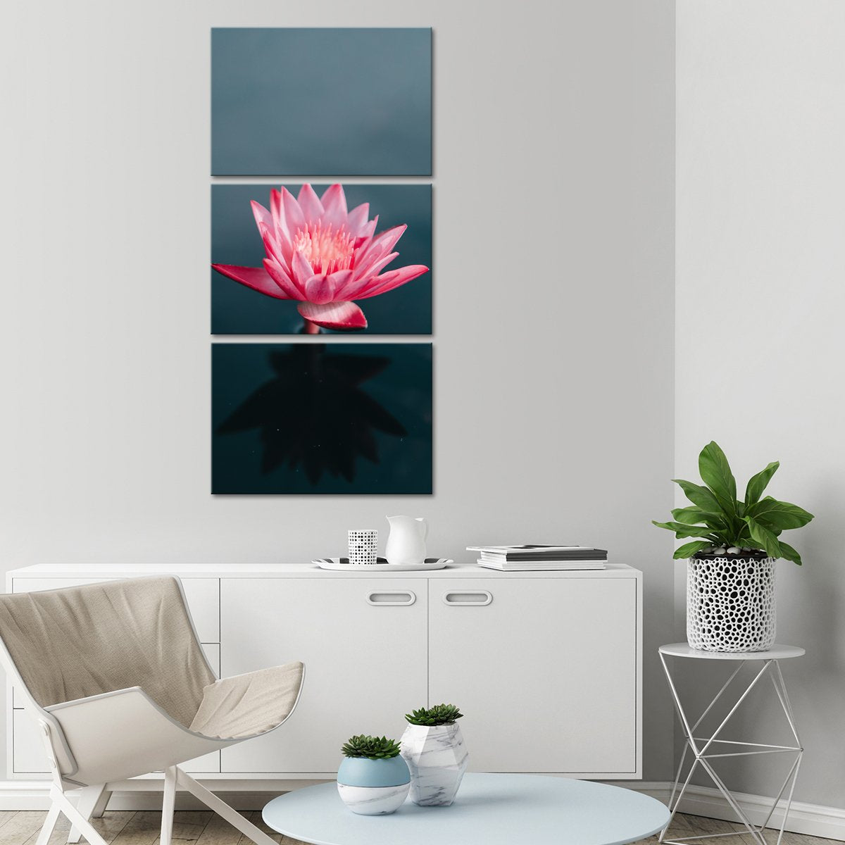 Lone Lotus Multi Panel Canvas Wall Art