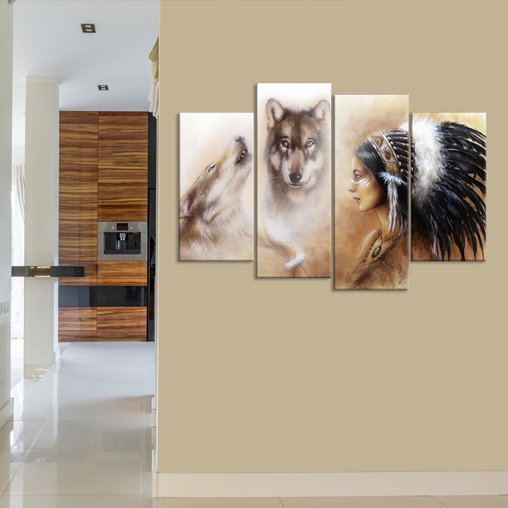 Cherokee Wolf Multi Panel Canvas Wall Art
