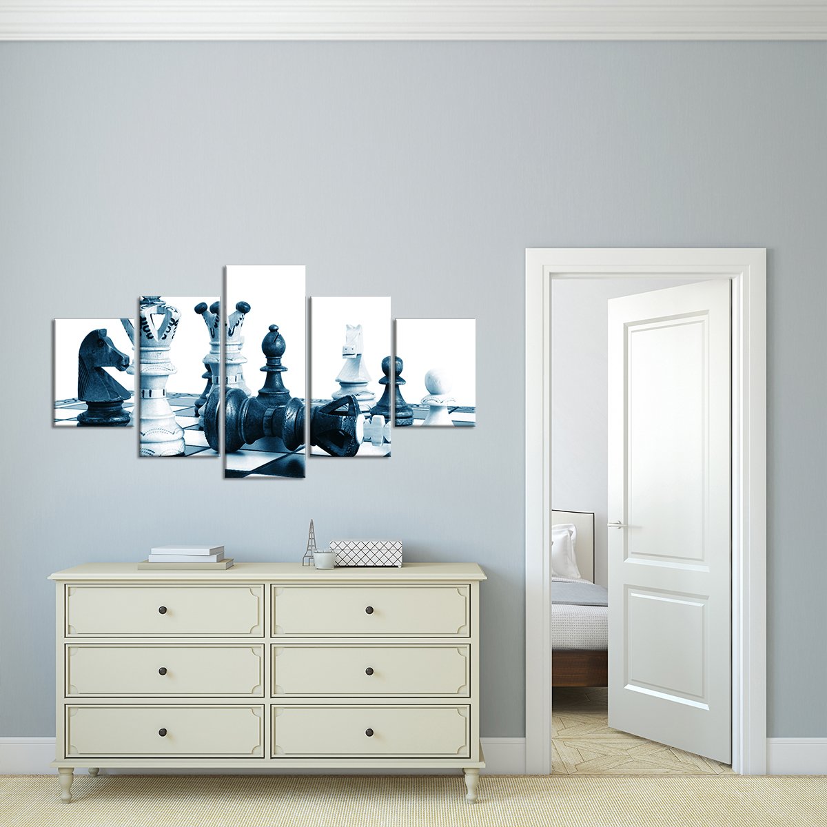 Rustic Chess Multi Panel Canvas Wall Art