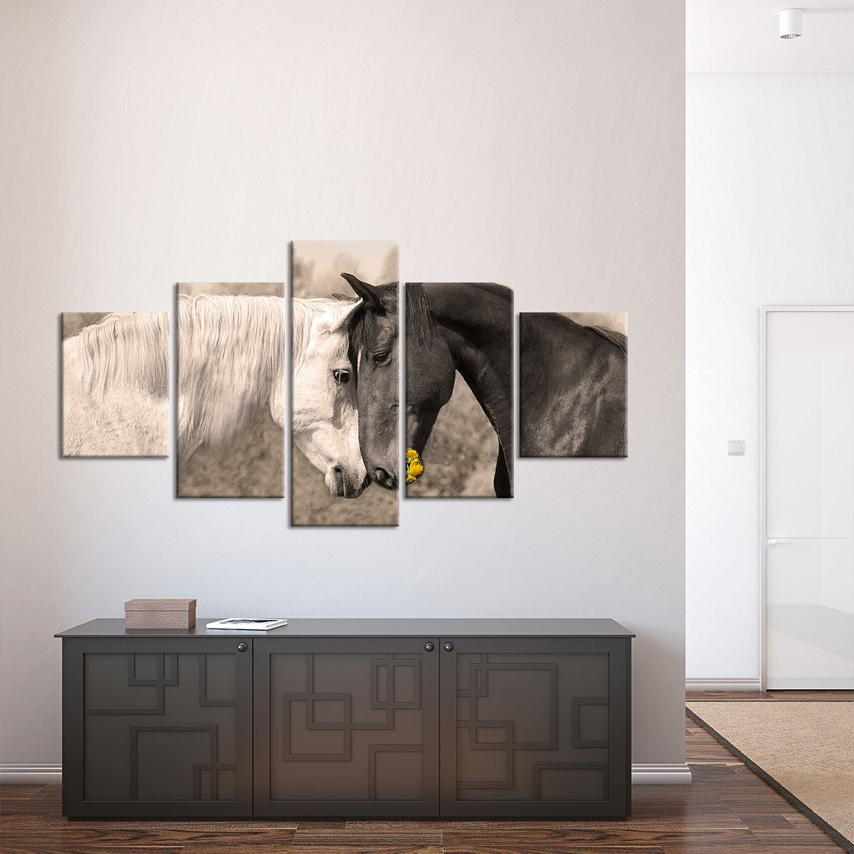 Horses Collide Multi Panel Canvas Wall Art