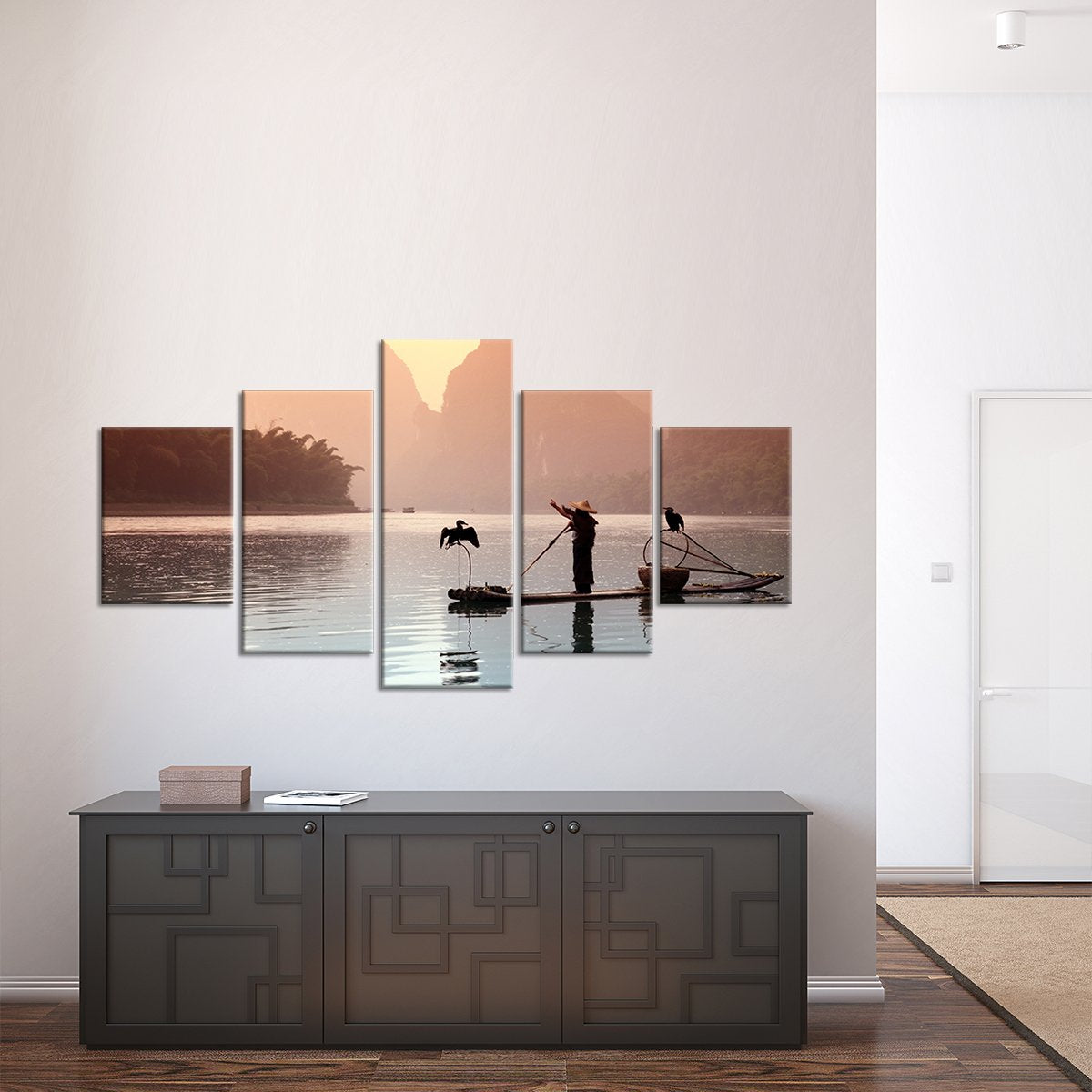 Chinese Fisherman Multi Panel Canvas Wall Art