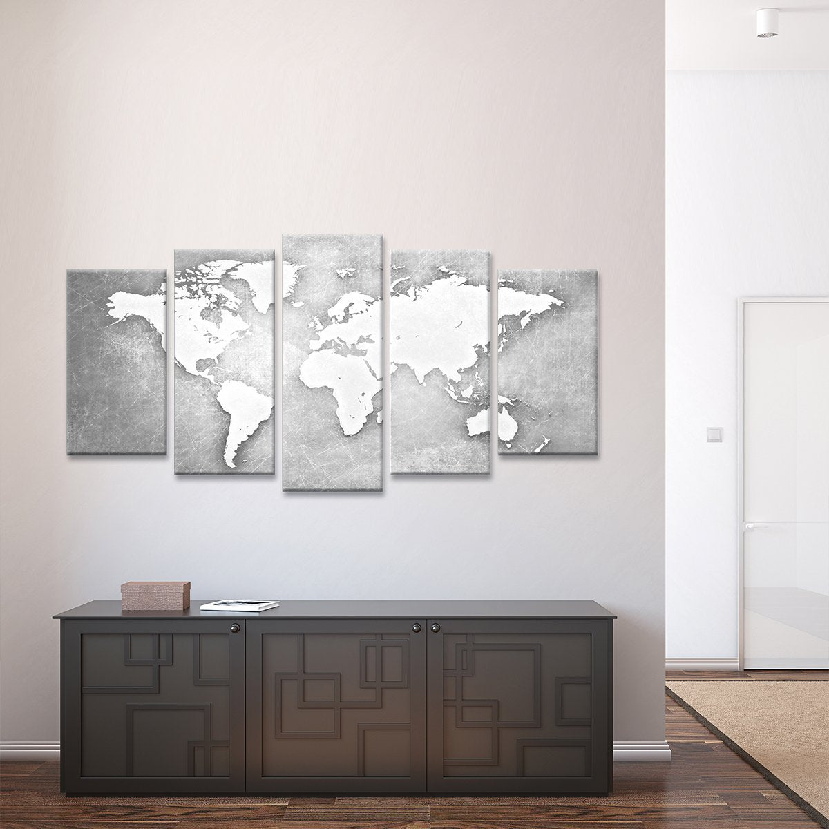Platinum World Map Multi Panel Canvas Wall Art