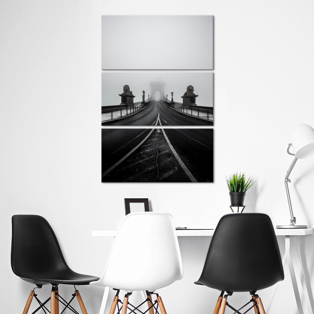 Foggy Bridge Ahead Multi Panel Canvas Wall Art