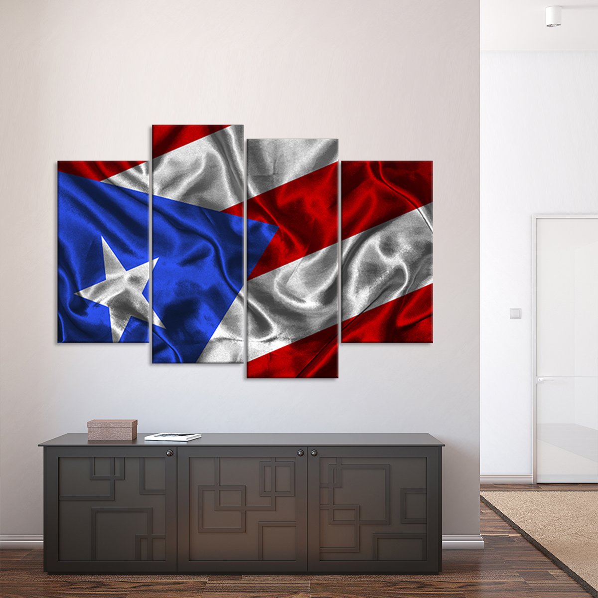 Waving Puerto Rico Flag Multi Panel Canvas Wall Art
