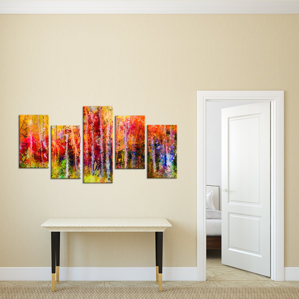 Autumn Trees Abstract Multi Panel Canvas Wall Art