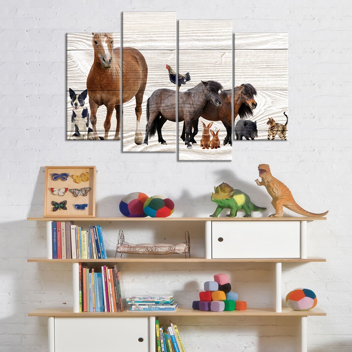 Animals In Harmony Multi Panel Canvas Wall Art