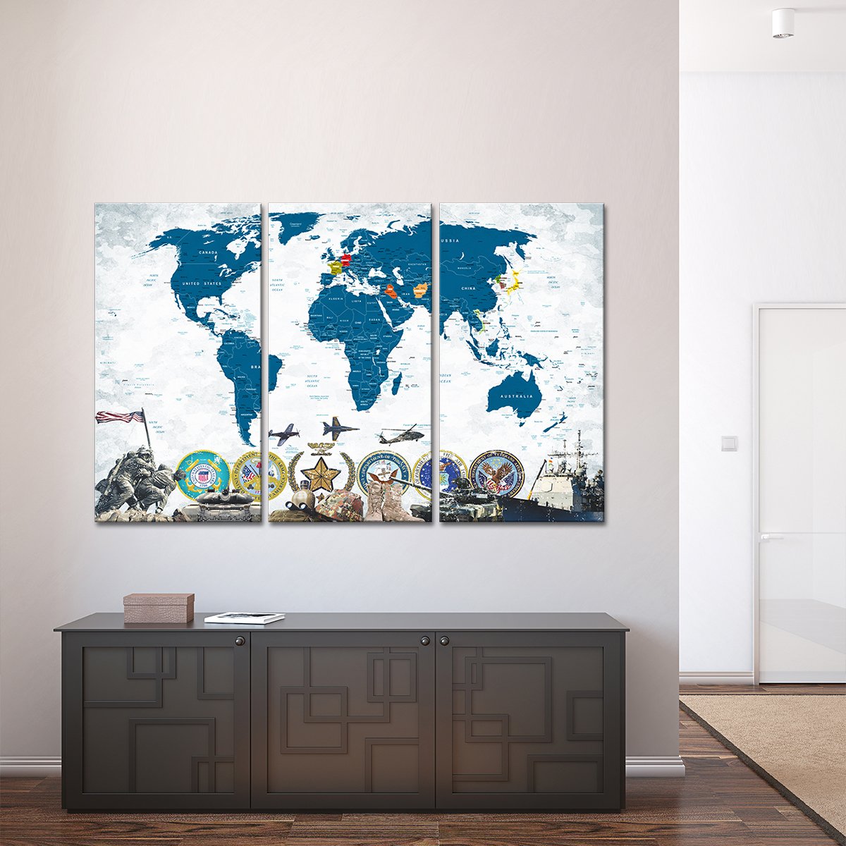US Wars World Map Masterpiece Multi Panel Canvas Wall Art