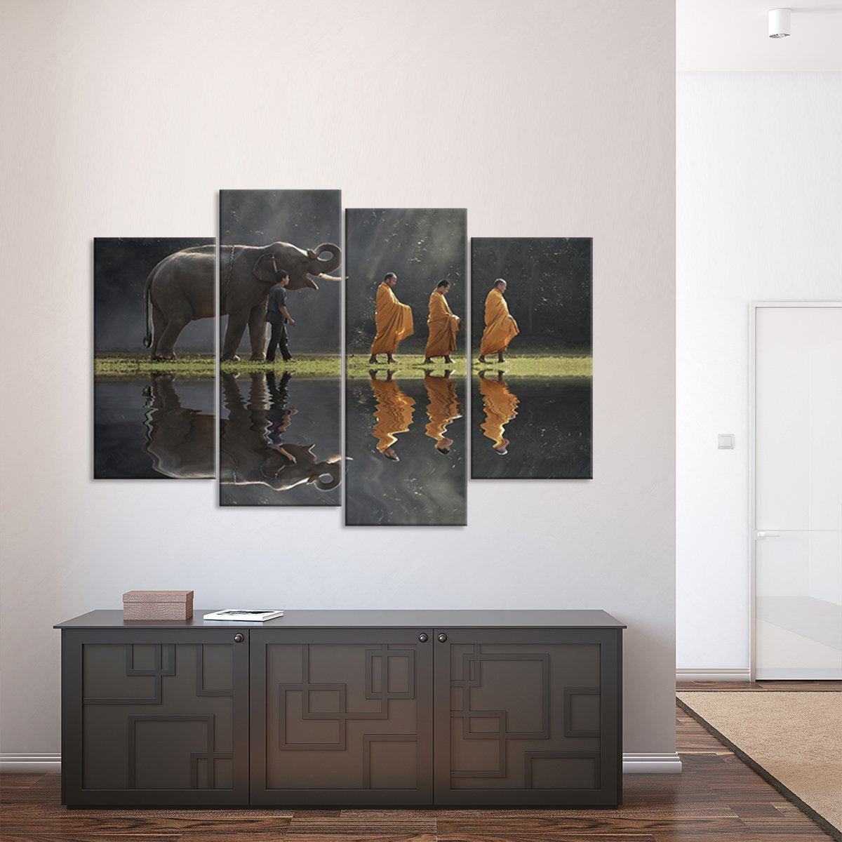 Buddhist Elephant Multi Panel Canvas Wall Art