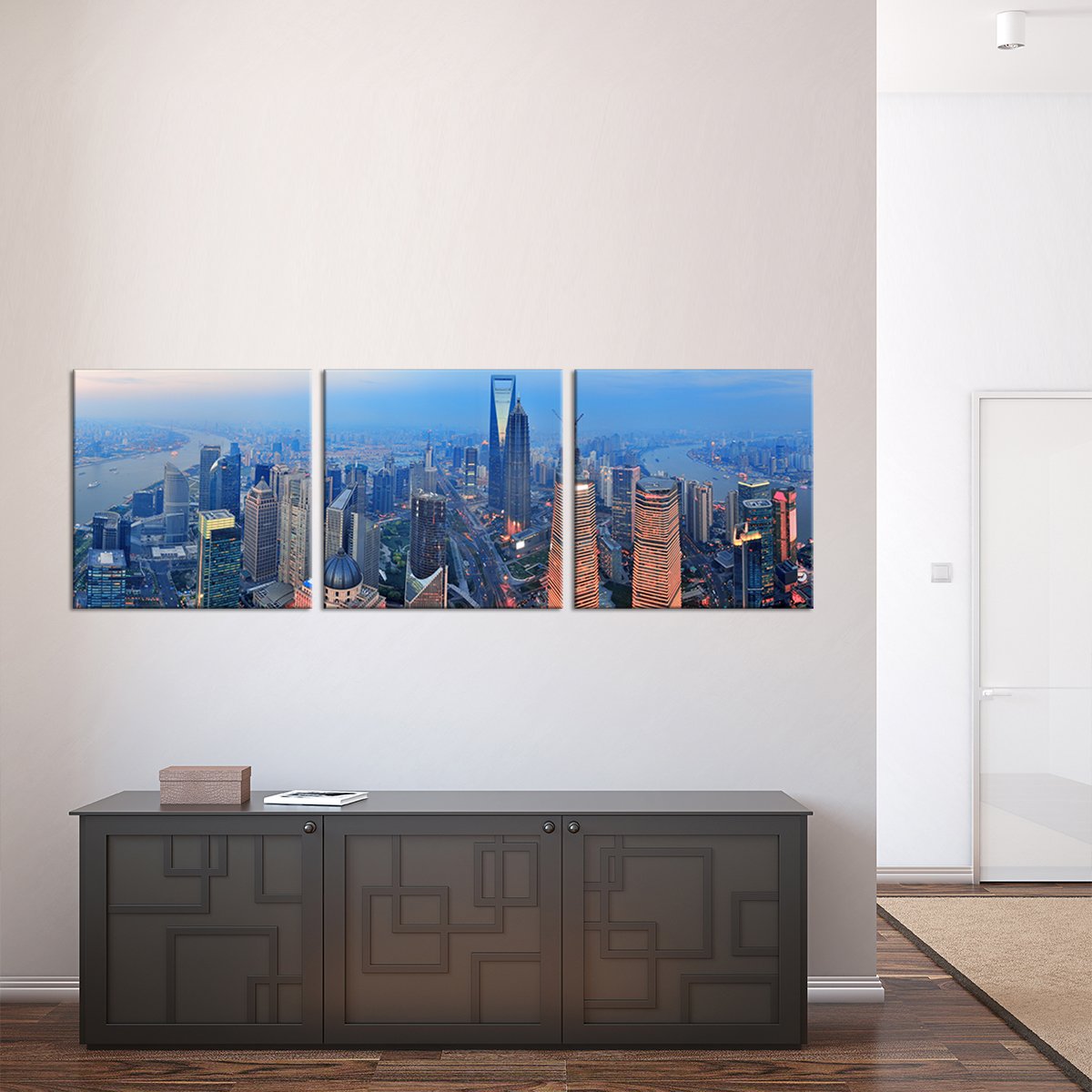 Shanghai Aerial View Multi Panel Canvas Wall Art