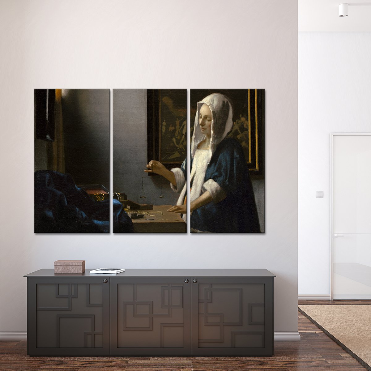 Woman Holding a Balance Multi Panel Canvas Wall Art