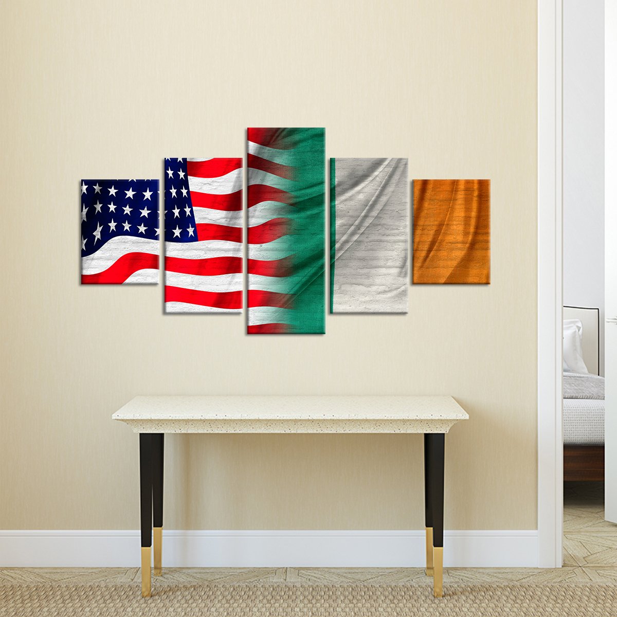 USA And Ireland Flag Multi Panel Canvas Wall Art