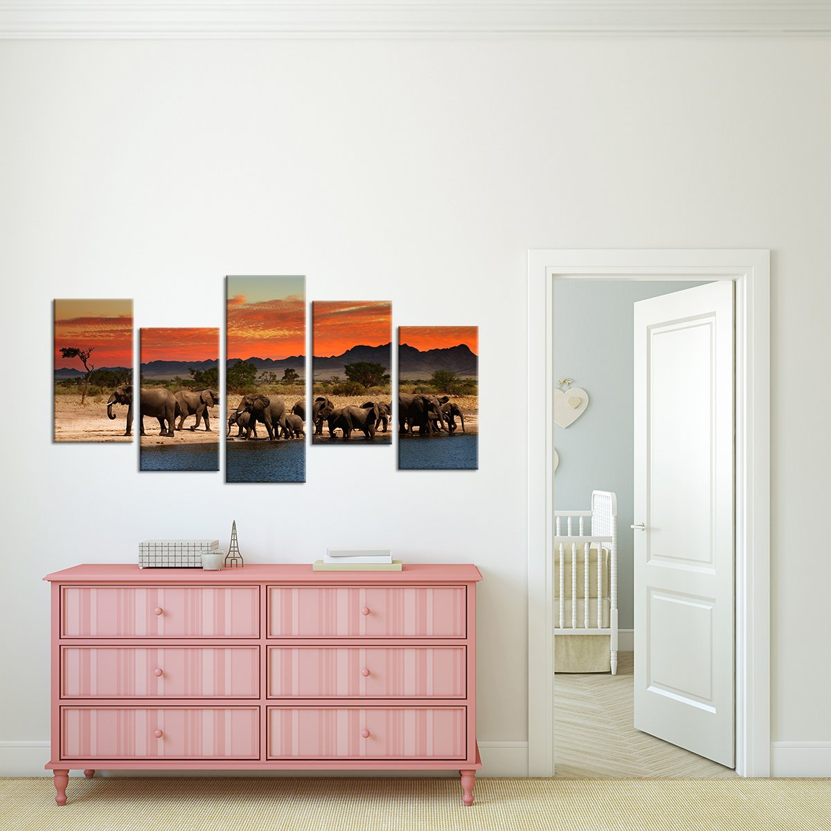 Indian Elephants Multi Panel Canvas Wall Art