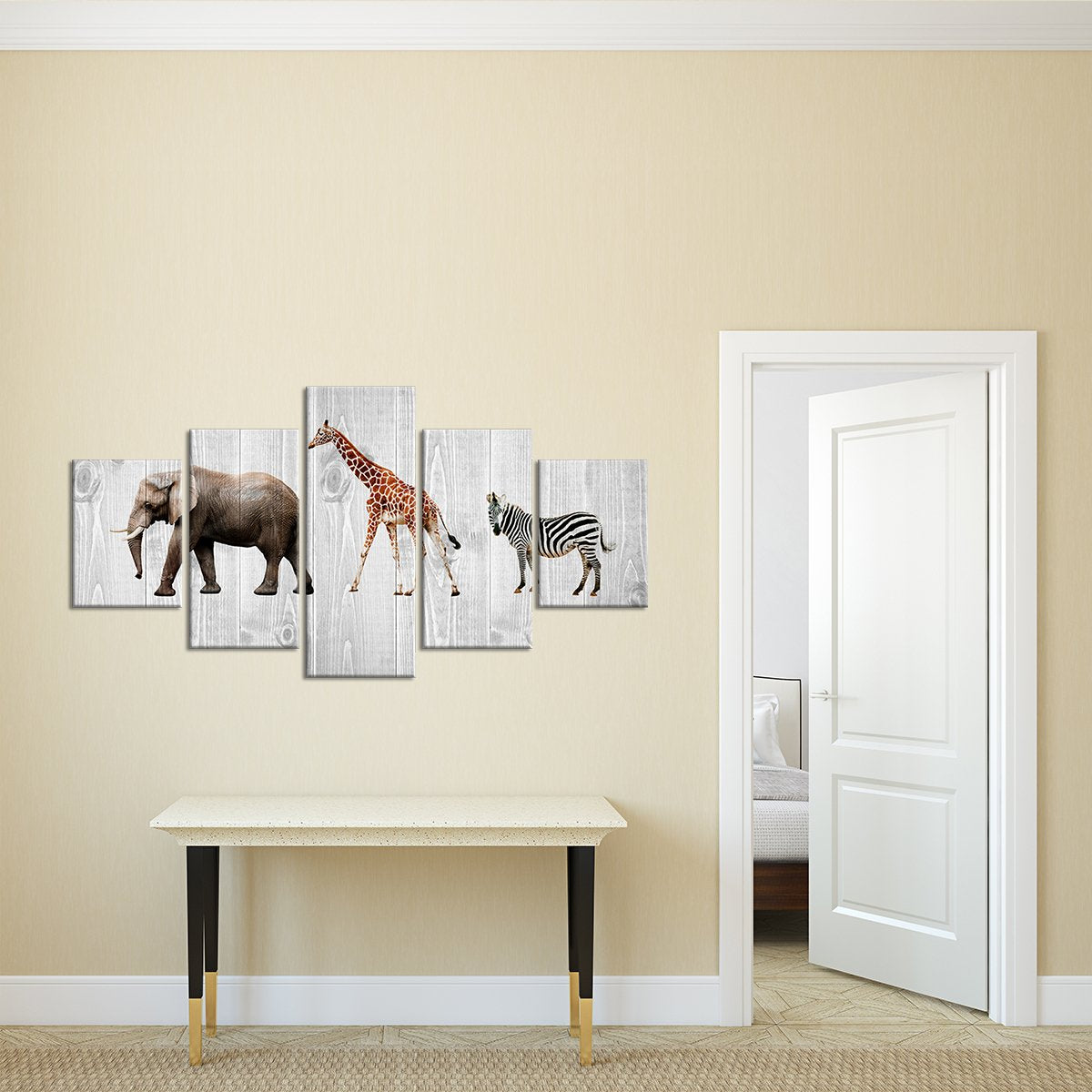 Wooden Safari Multi Panel Canvas Wall Art