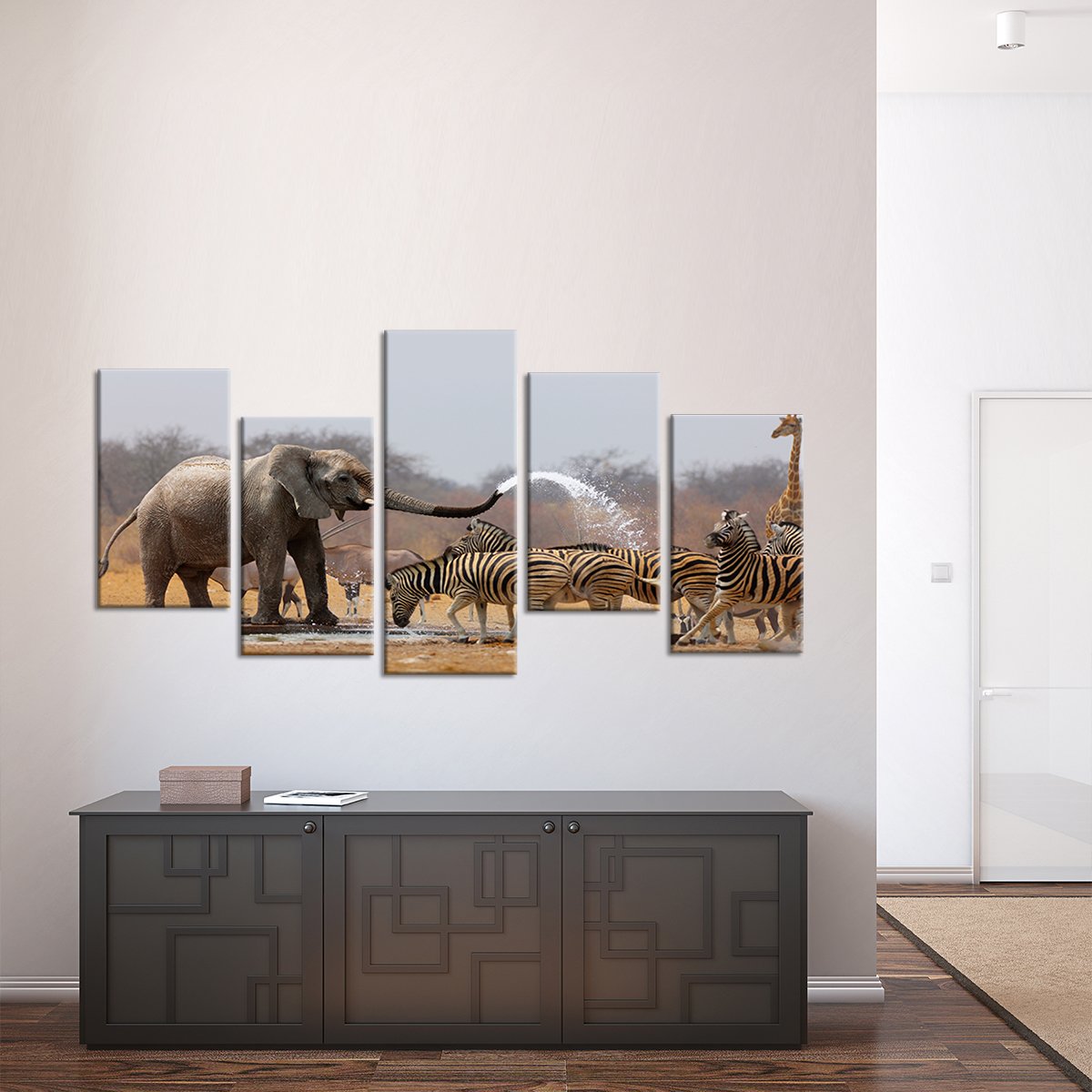 Funny Elephant Multi Panel Canvas Wall Art
