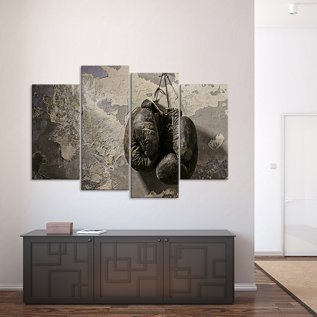 Old Boxing Gloves Multi Panel Canvas Wall Art