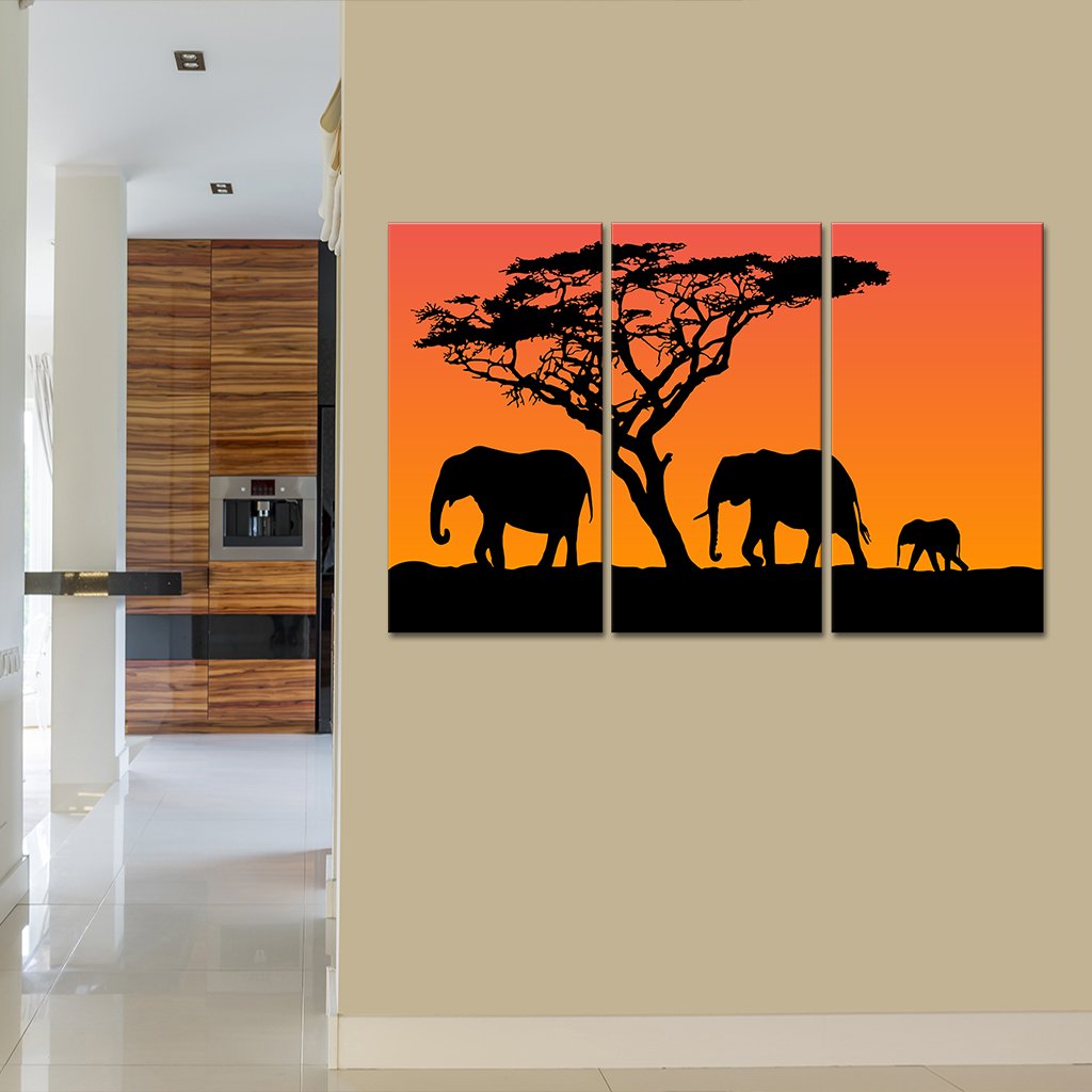 4 Elephants Multi Panel Canvas Wall Art