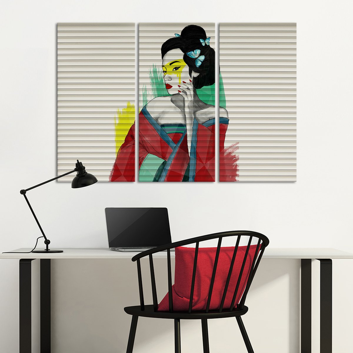 Butterfly Geisha Multi Panel Canvas Wall Art