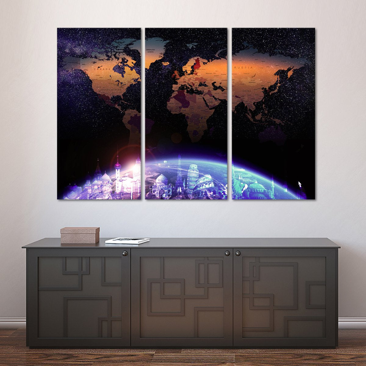 Galaxy World Map Masterpiece Multi Panel Canvas Wall Art