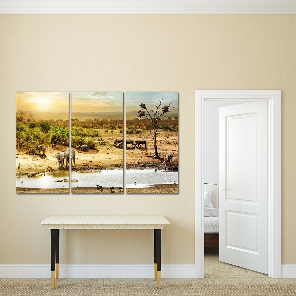 Elephant Painting Multi Panel Canvas Wall Art
