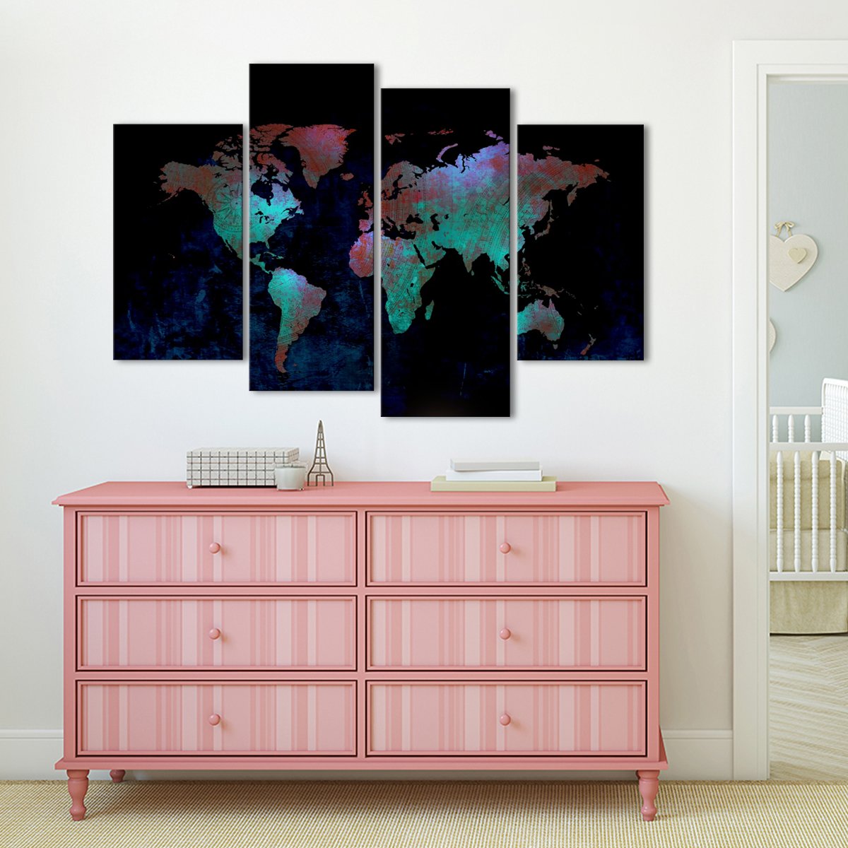 Depths Of The World Map Multi Panel Canvas Wall Art