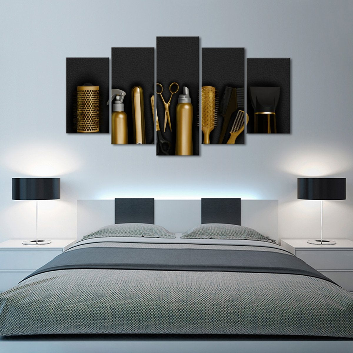 Hairdresser Tools Leather Multi Panel Canvas Wall Art