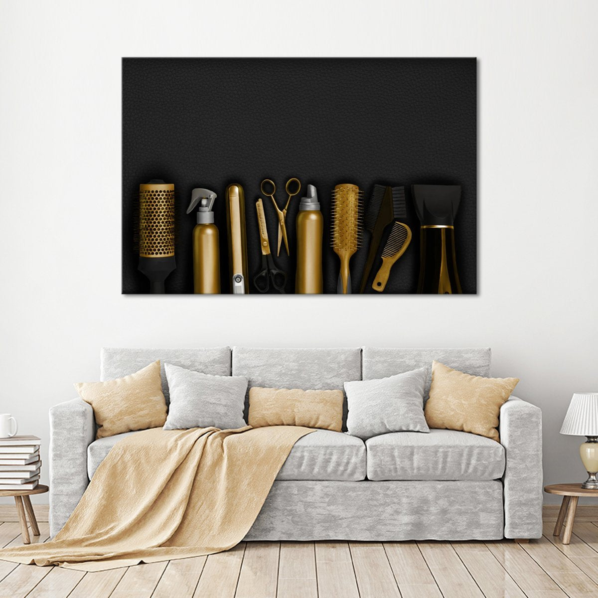 Hairdresser Tools Leather Multi Panel Canvas Wall Art
